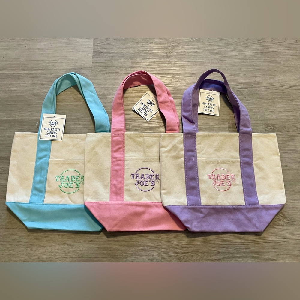 Trader Joe's Mini Pastel Canvas Tote Bags